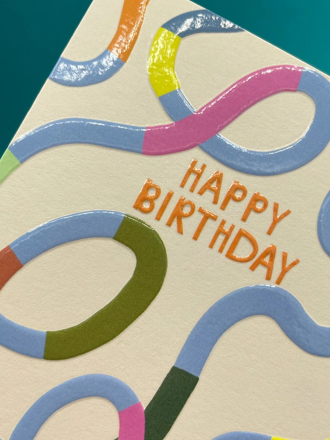 Joyful Mini Birthday Card Colourful Wiggle Pattern Detail | Raspberry Blossom