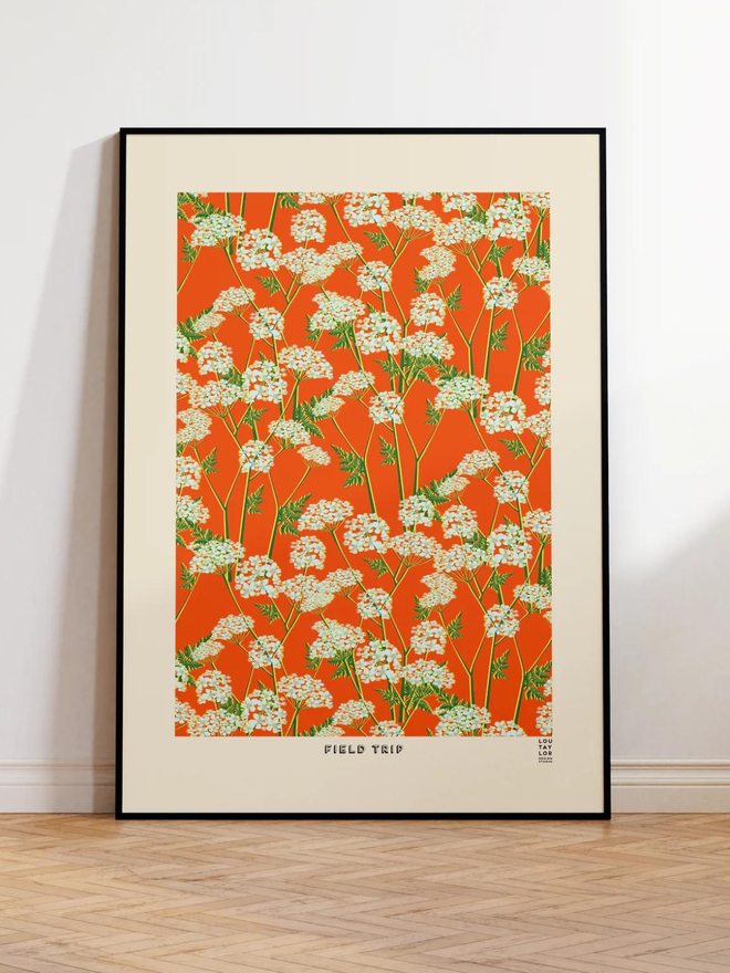 orange floral Giclee print