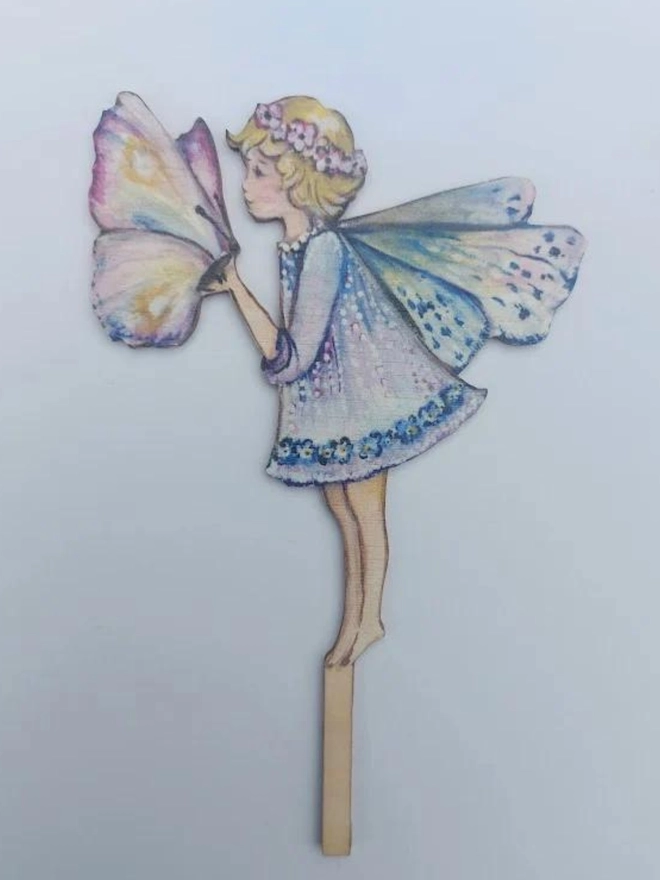 Fairy And Butterfly - Wooden Cake Topper