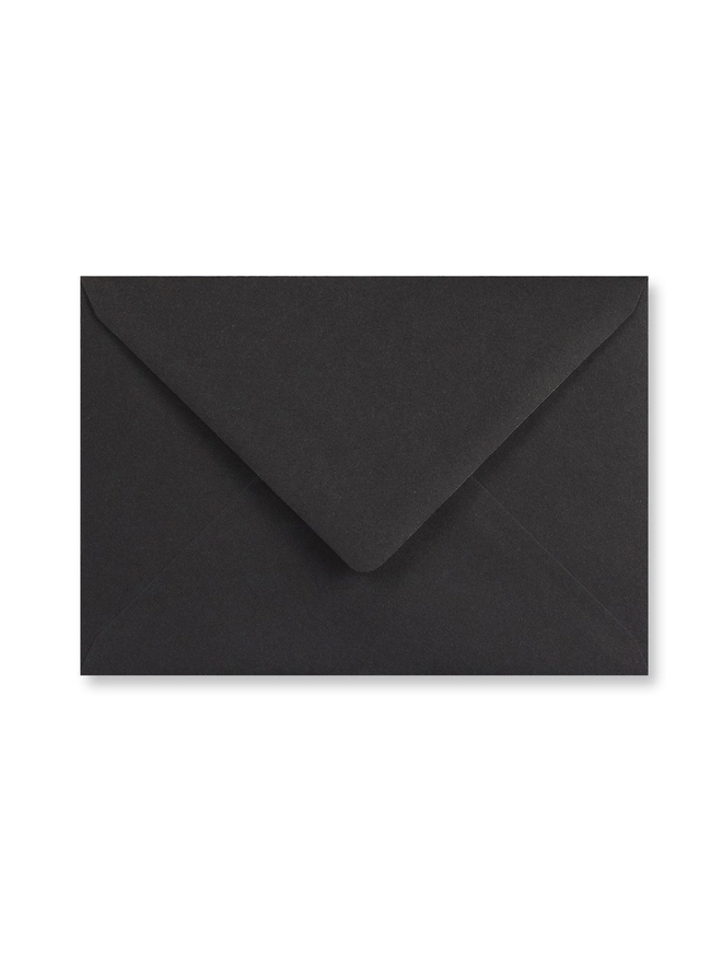 Black envelope on a white background that comes with the greeting card.