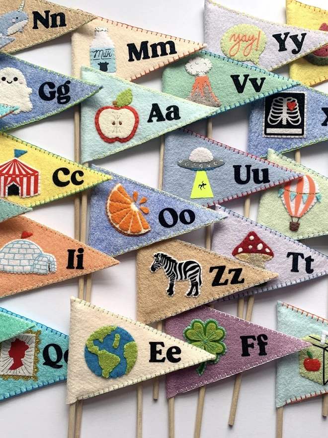 Handmade Alphabet Flags, Children's Gift, Party Bags 