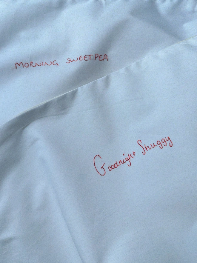 embroidered note pillowcase