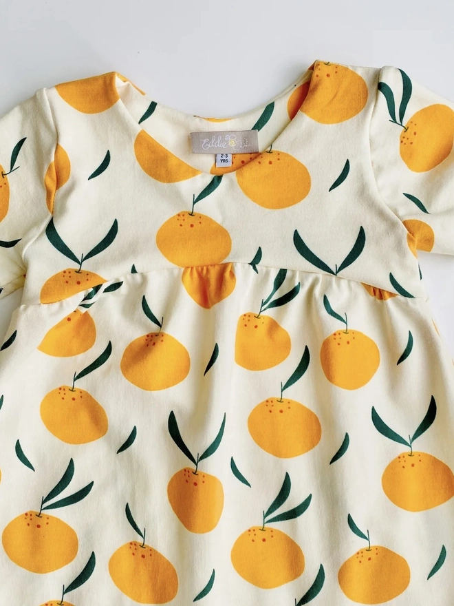 Organic Cotton Short Sleeved Dress, Cream “Clementine Grove"