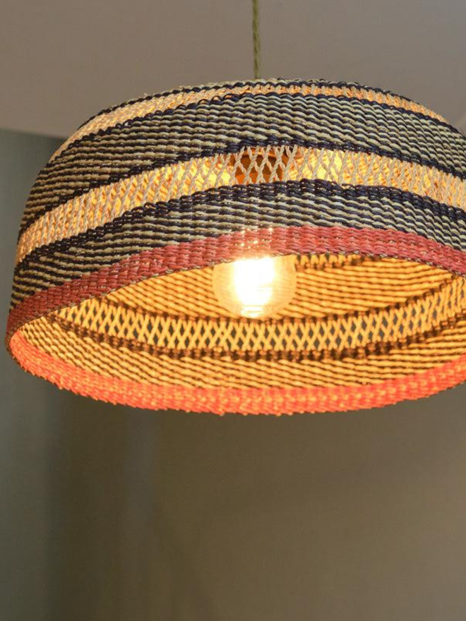 Ghanaian Handwoven Lightshade 'Burnt Orange Band'