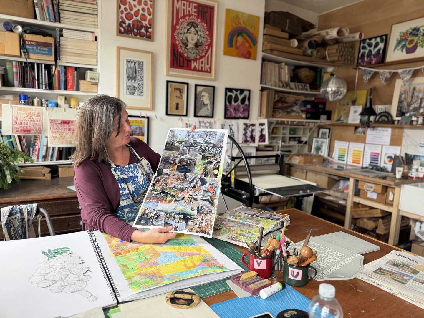 Kate Guy developing ideas for a new design with photo montage