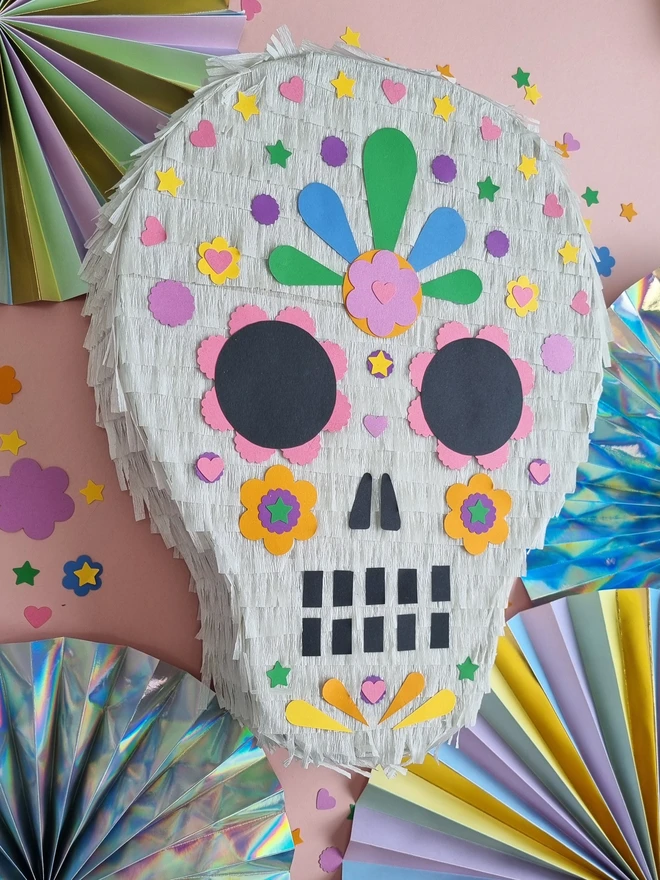 Halloween Colourful Mexican Skull Pinata