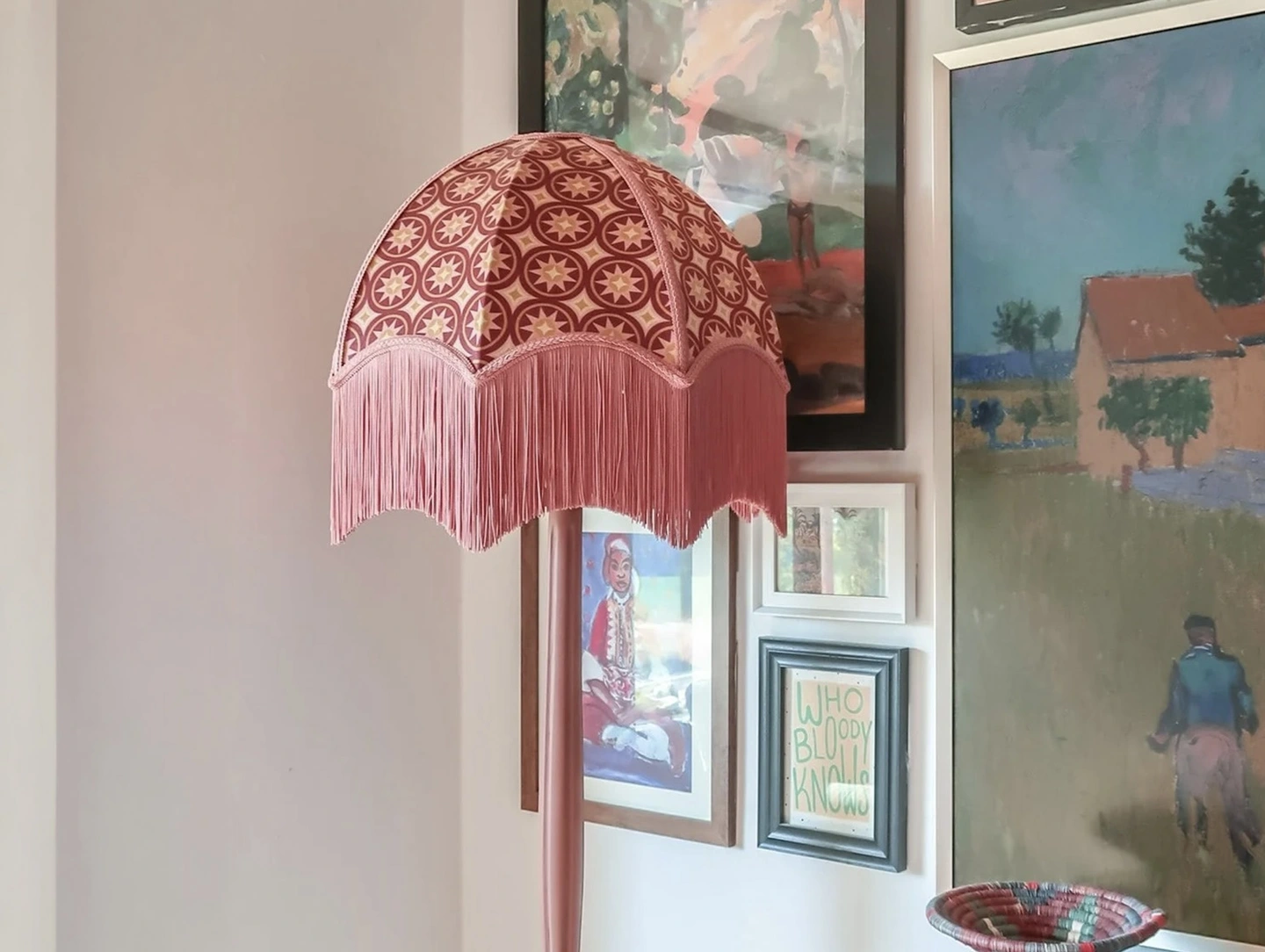 Patterned pink lampshade