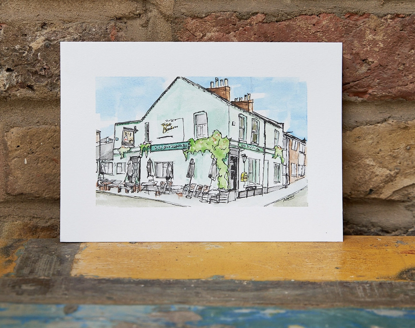 Personalised watercolour pub painting
