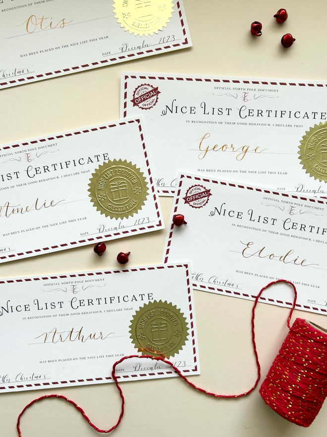 christmas nice list certificates