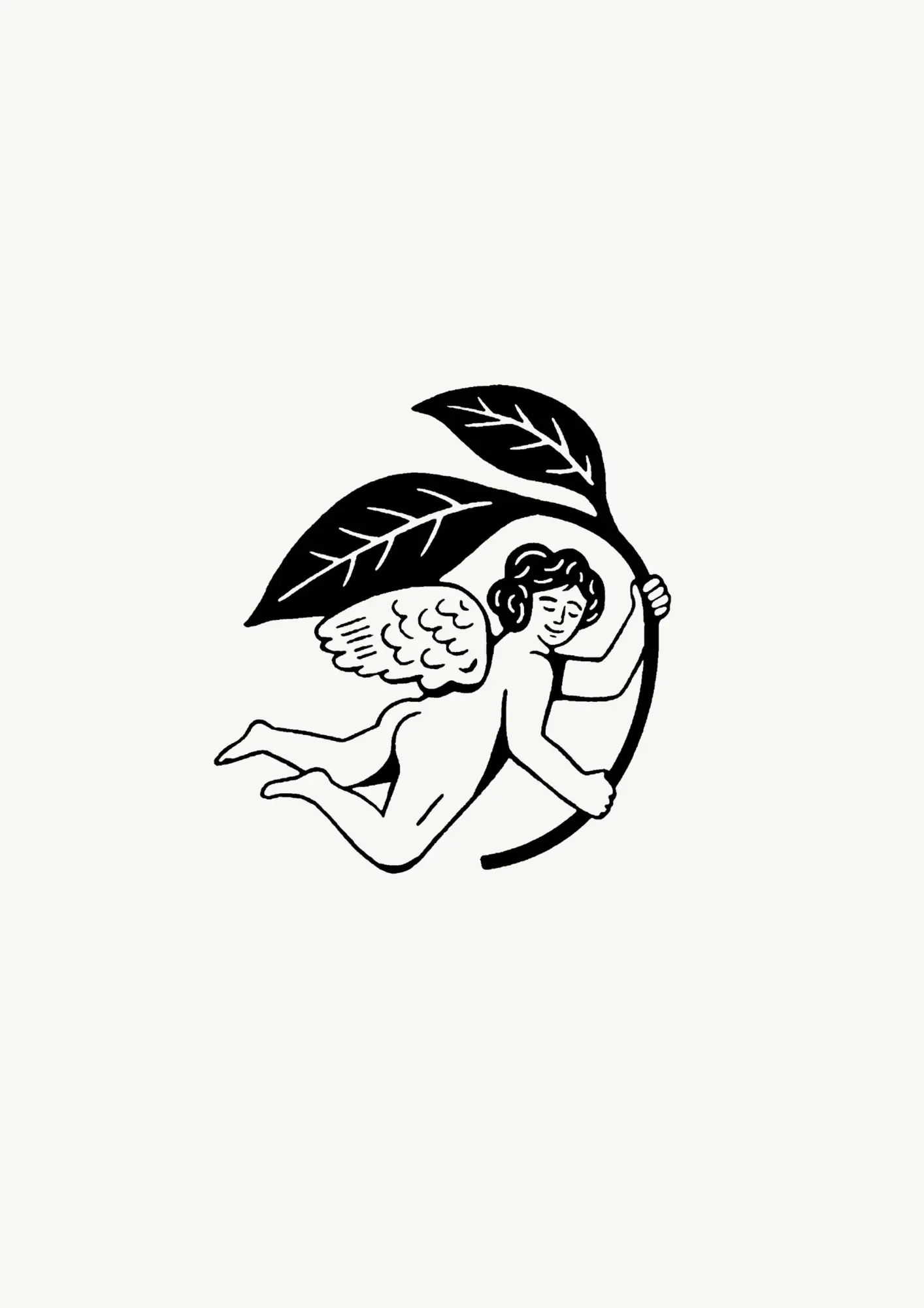 NUDITEA LOGO OF CHERUB WITH LEAF