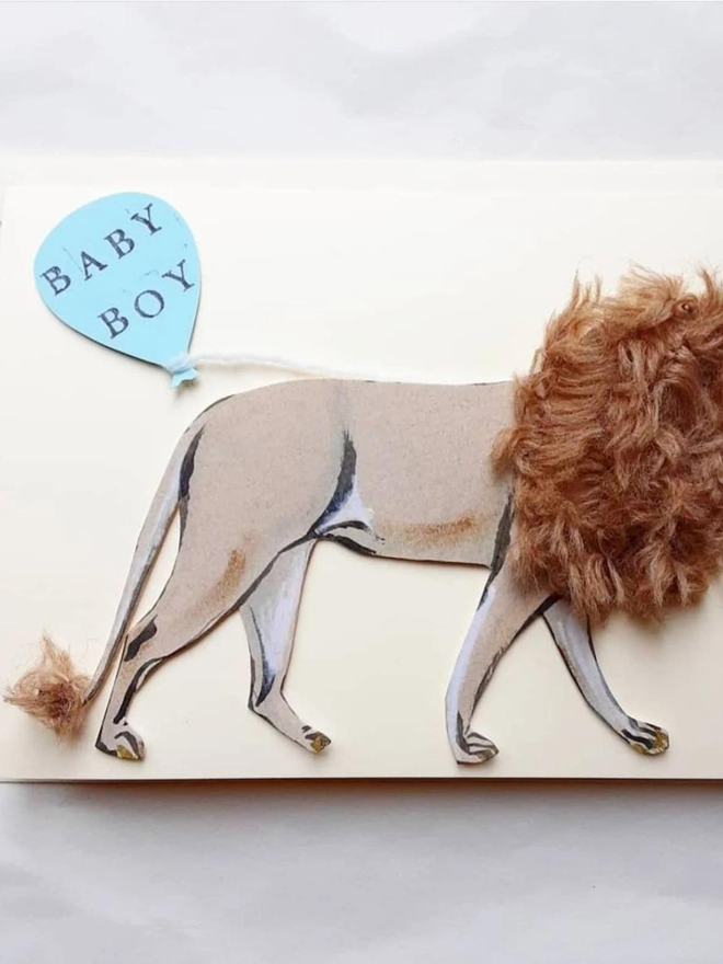 personalised Lion baby boy card