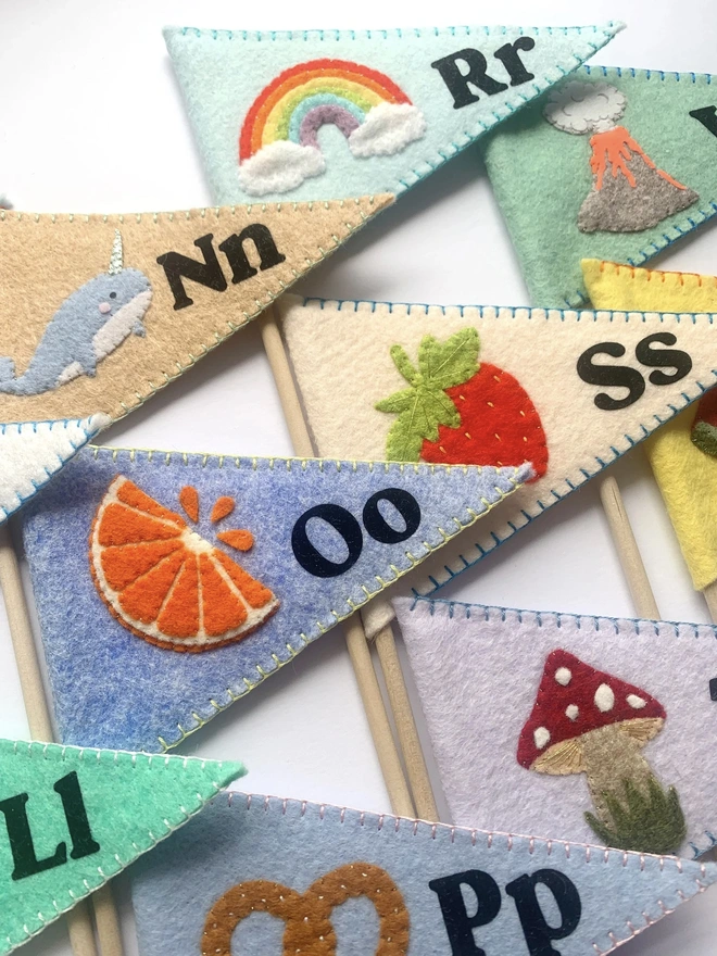 Handmade Alphabet Flags, Children's Gift, Party Bags 