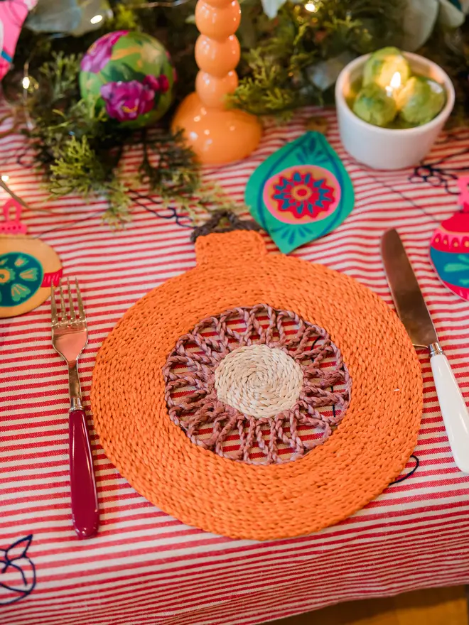 Orange bauble placemat