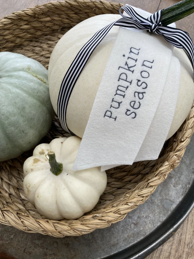 Halloween Ribbon Embroidered decoration in basket