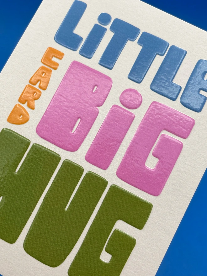 Colourful Mini Thinking Of You Greeting Card ‘Little Card Big Hug' Detail | Raspberry Blossom