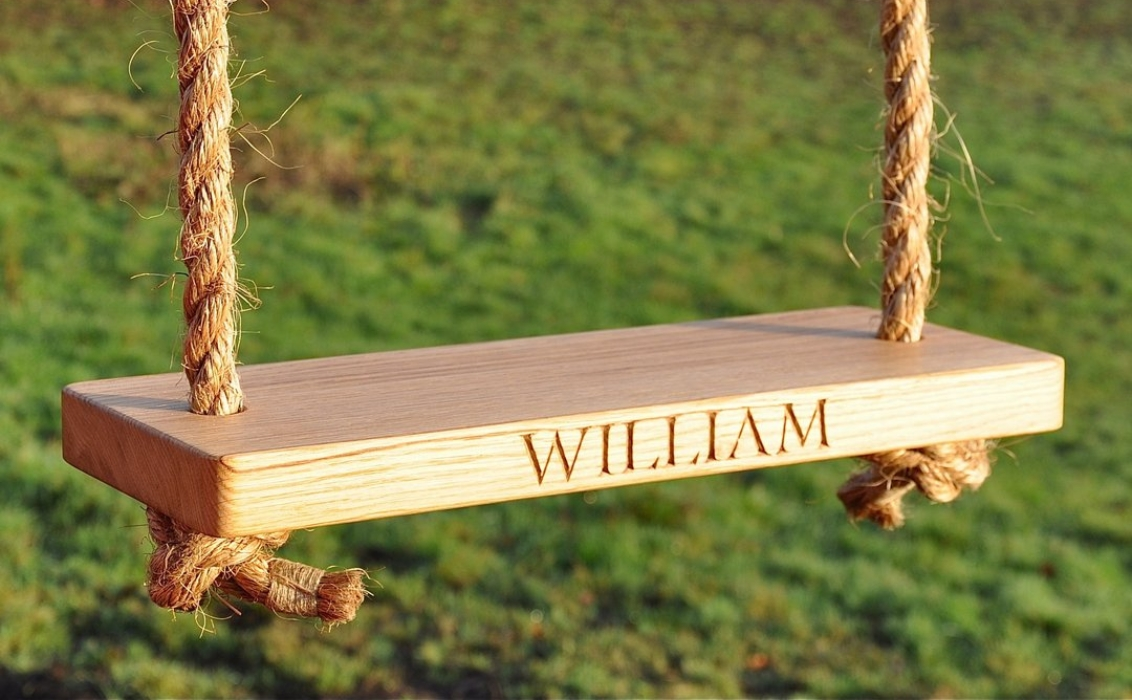 Personalised oak swing
