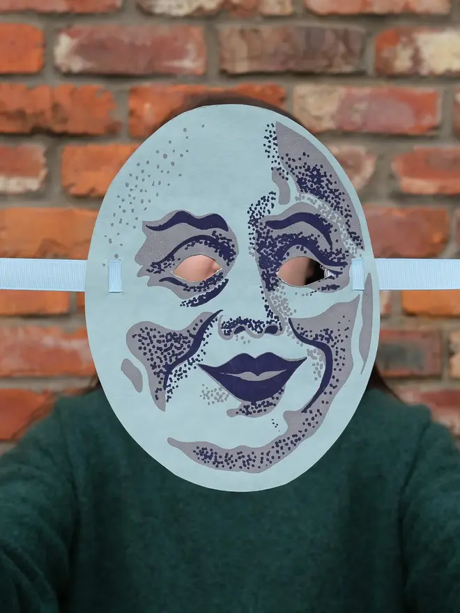 moon screen printed halloween mask