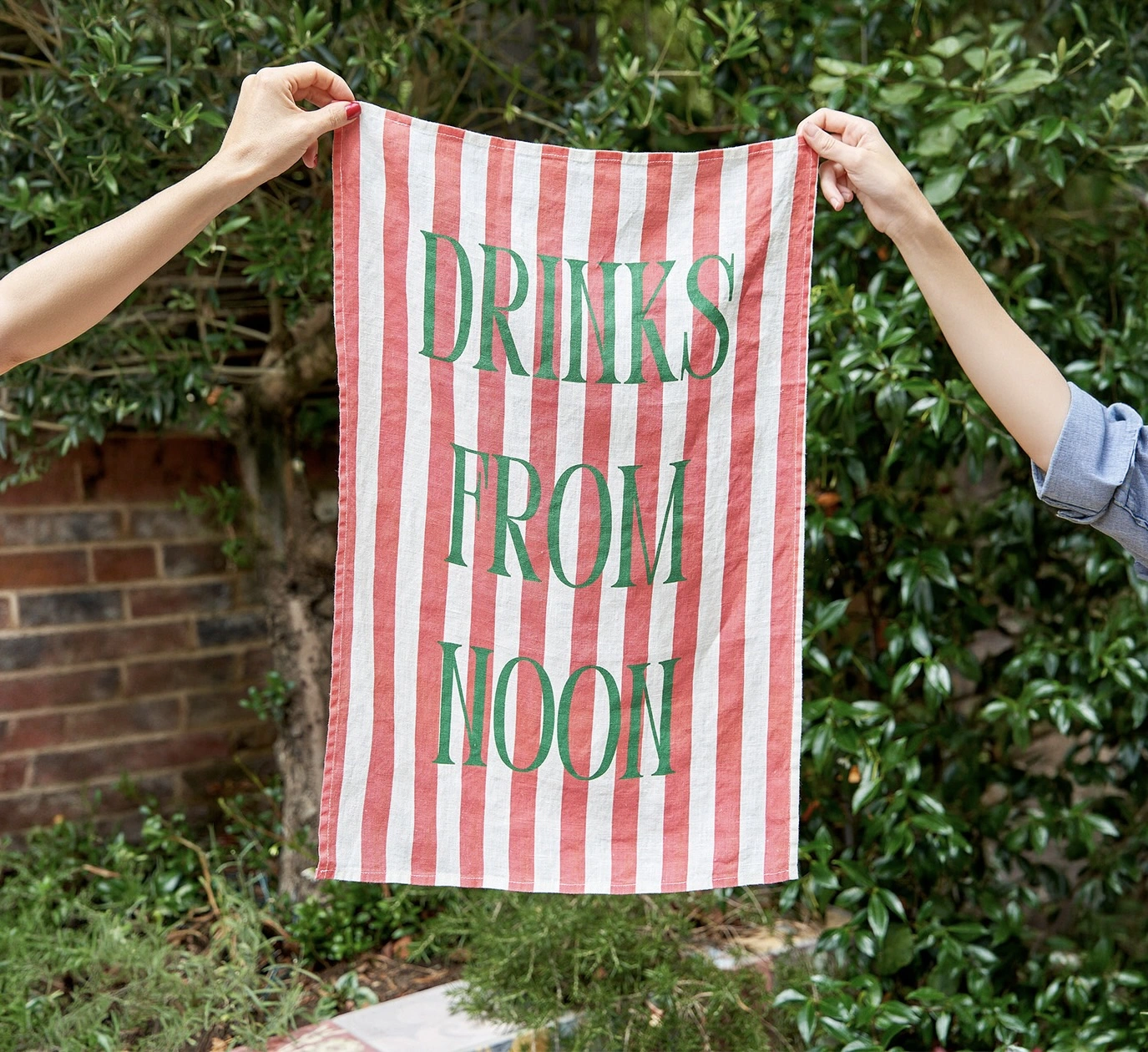Drinks from noon linen tea towel