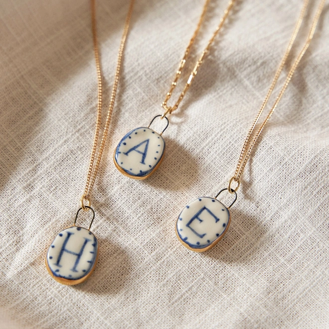 Ceramic hand painted charm necklace