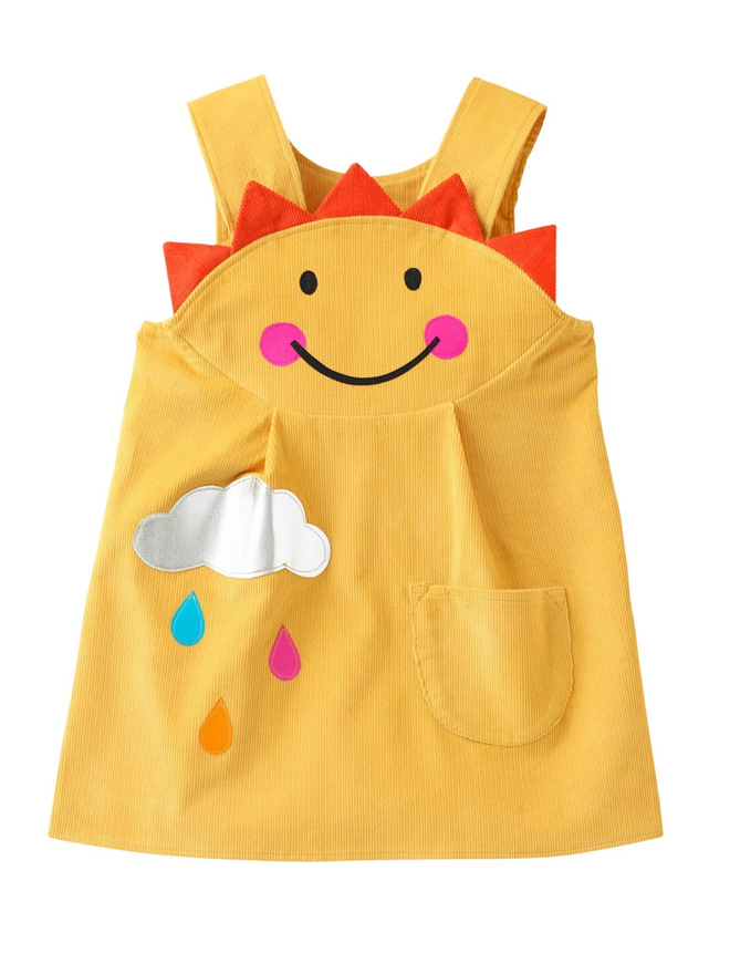 sunshine yellow girls corduroy pinafore dress