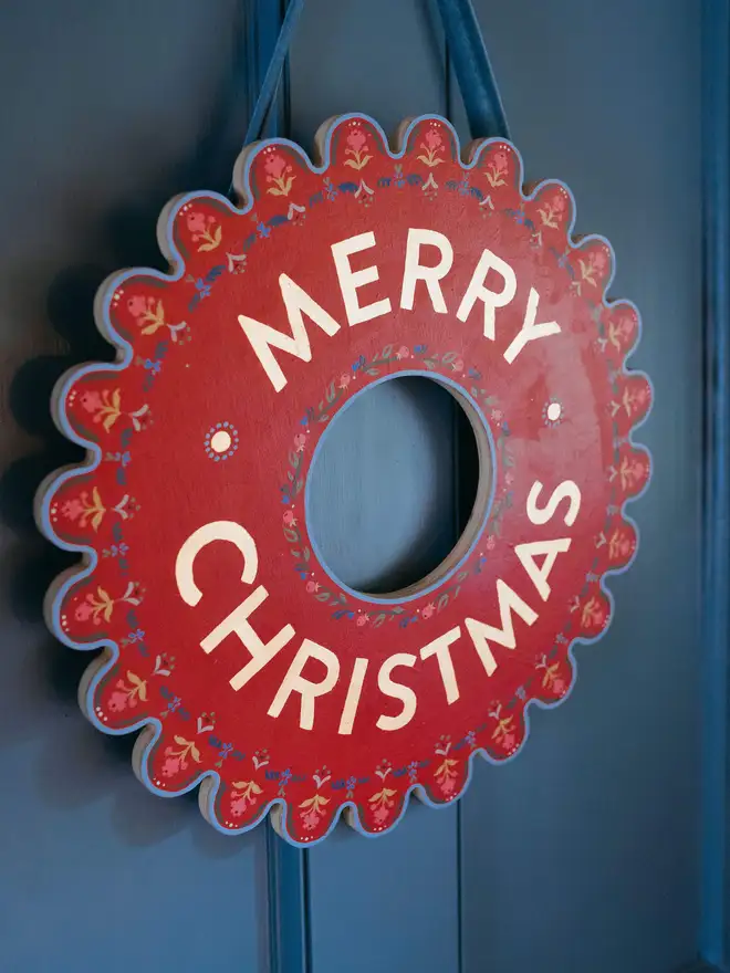 Merry Christmas wooden wreath