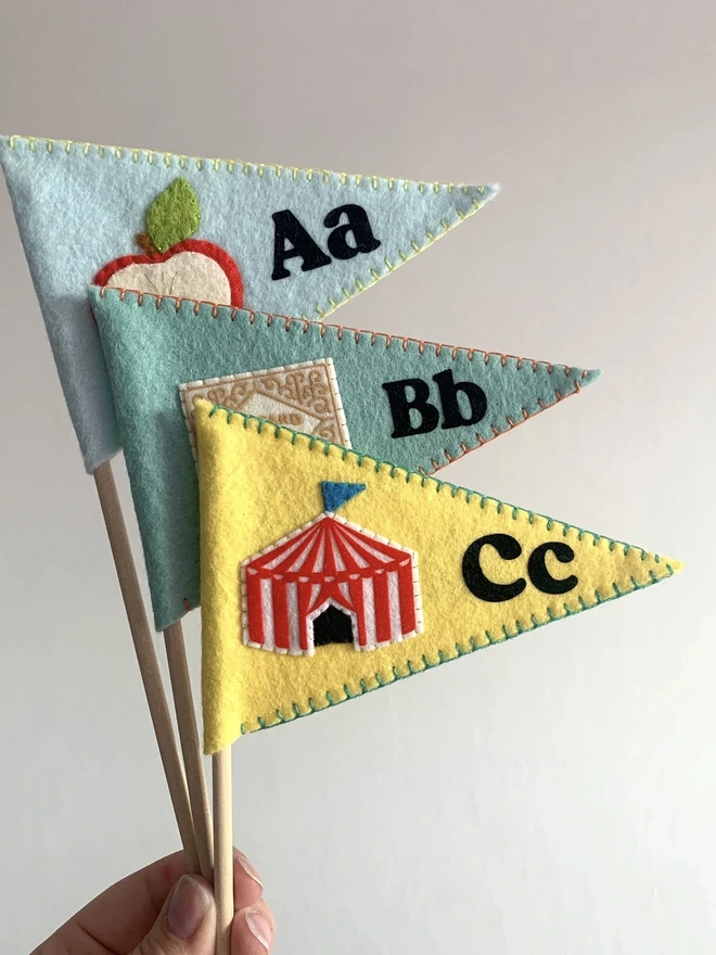 Handmade Alphabet Flags, Children's Gift, Party Bags 