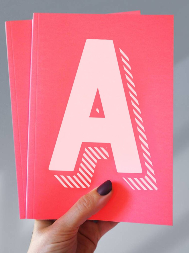 pink personalised initial notebook