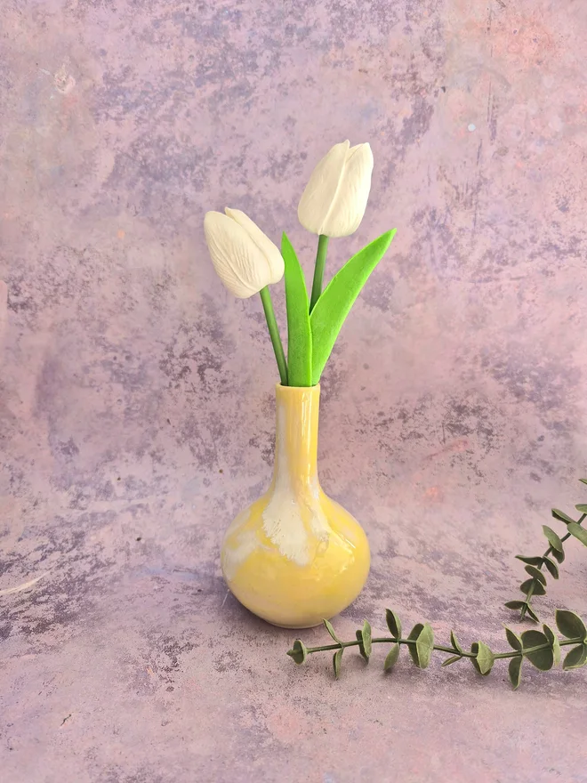 Bud vase, small vase, flower vase, gift, Jenny Hopps Pottery, yellow small vase, 