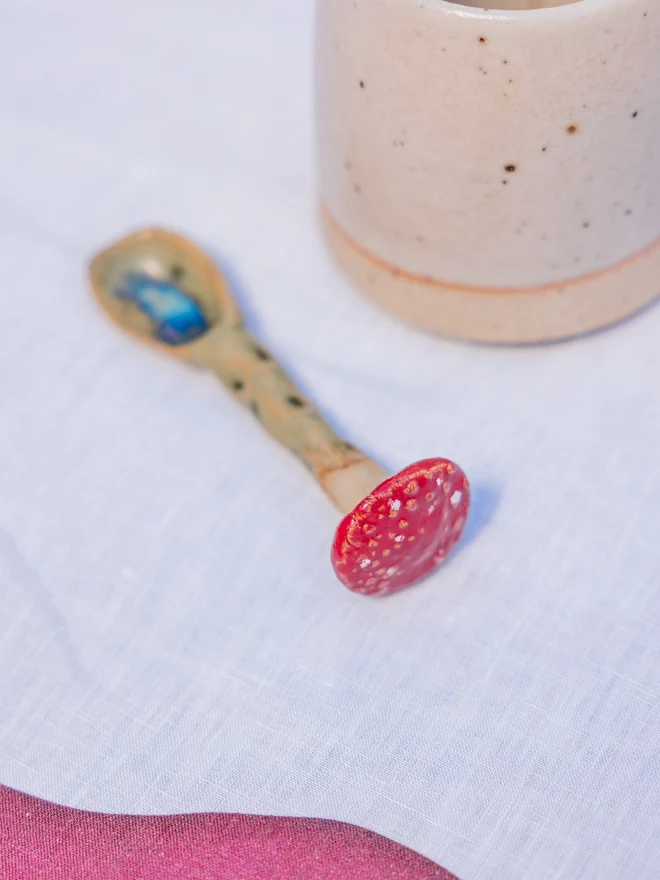 Ceramic Toadstool Mushroom Spoon