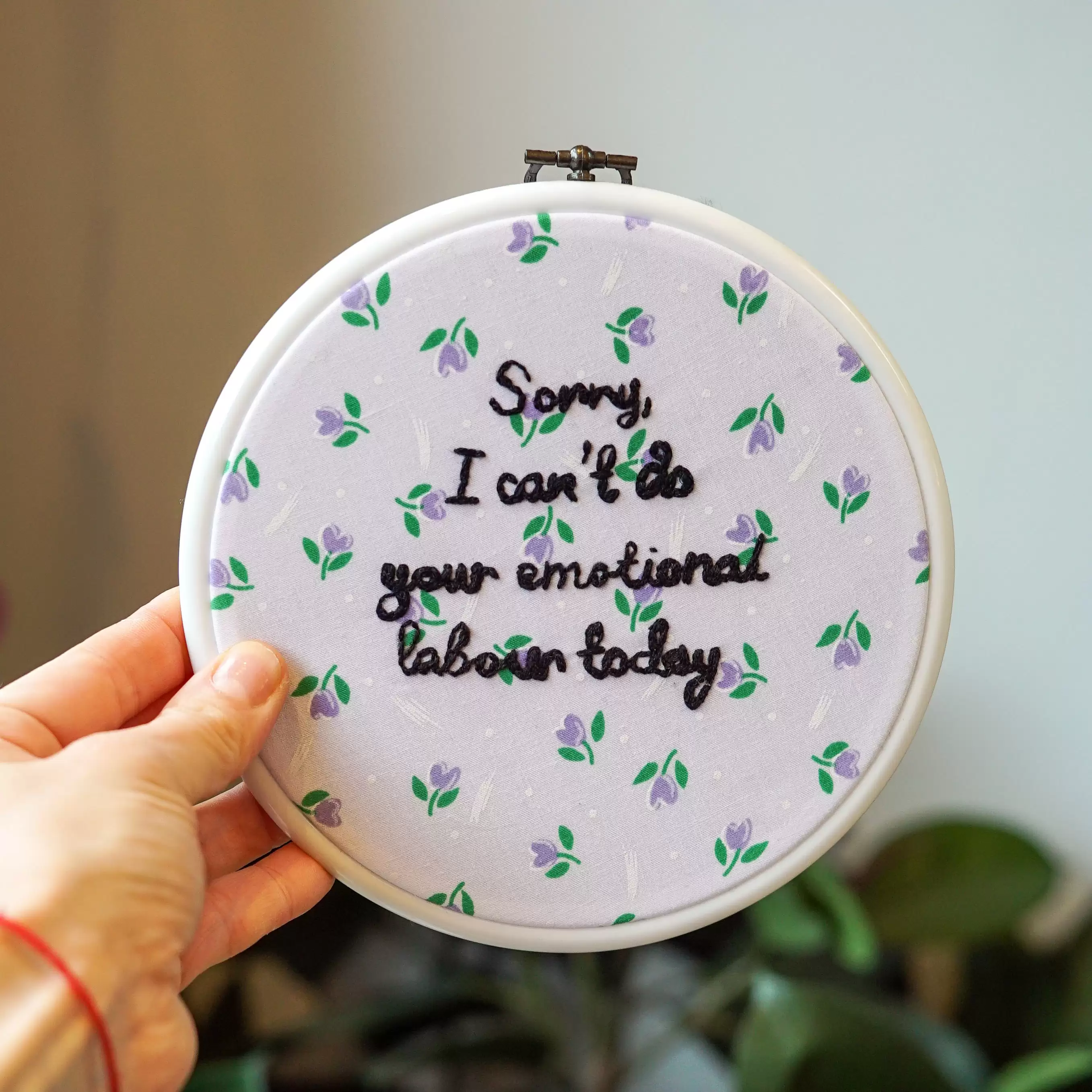 Emotional labour stitched hoop by Craft the Revolution