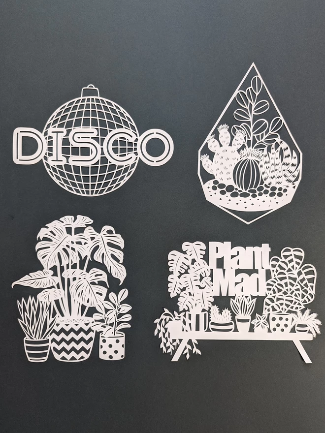 Disco, terrarium, house plants, and plant mad template 