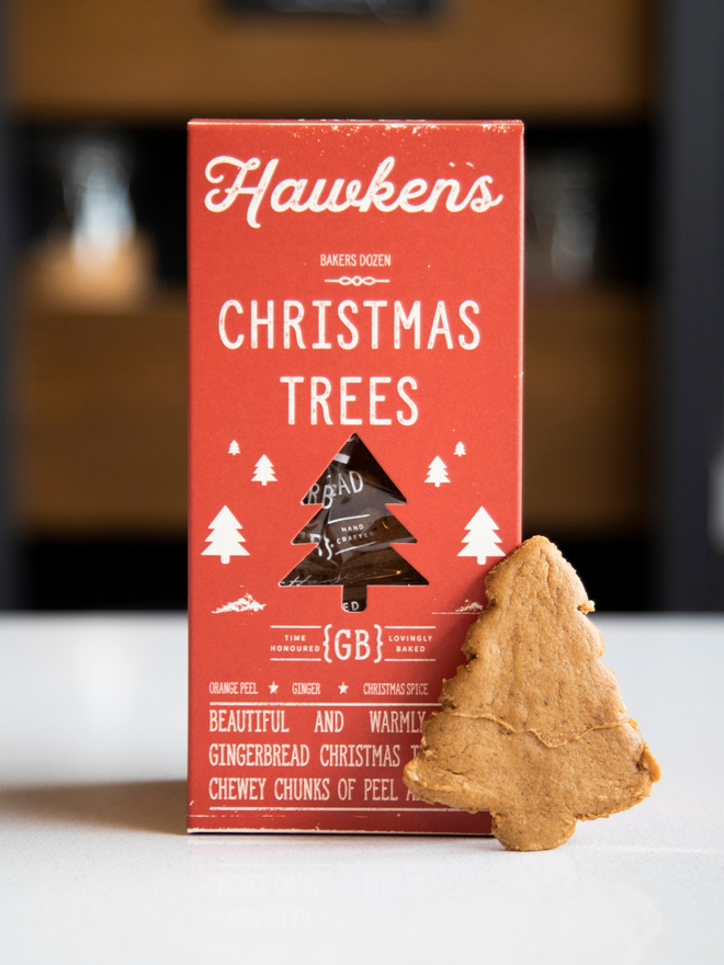 artisan gingerbread christmas tree biscuit with packaging