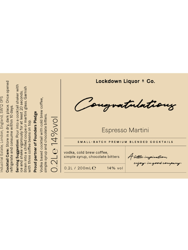 espresso martini personalised label