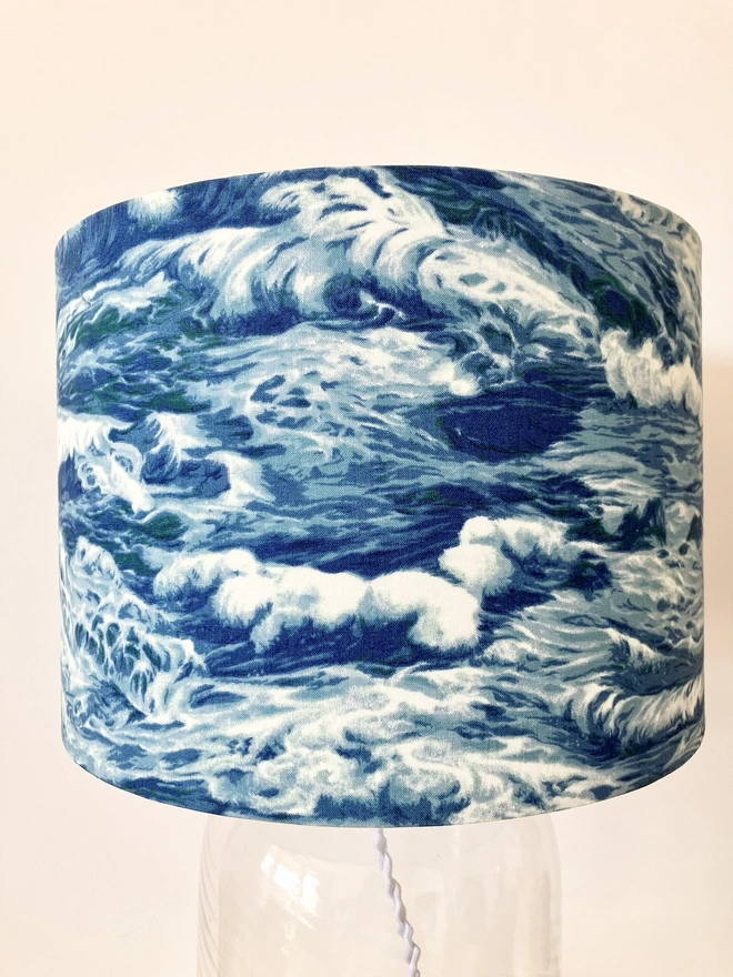 Lampshade, Bedside Lampshade, Seaside Decor, Home Decor, Drum Lampshade, Table Lampshade, Ceiling Lampshade, Beach Decor, Sea Decor, Ocean Waves Lampshade, Waves Lampshade, Blue Lampshade