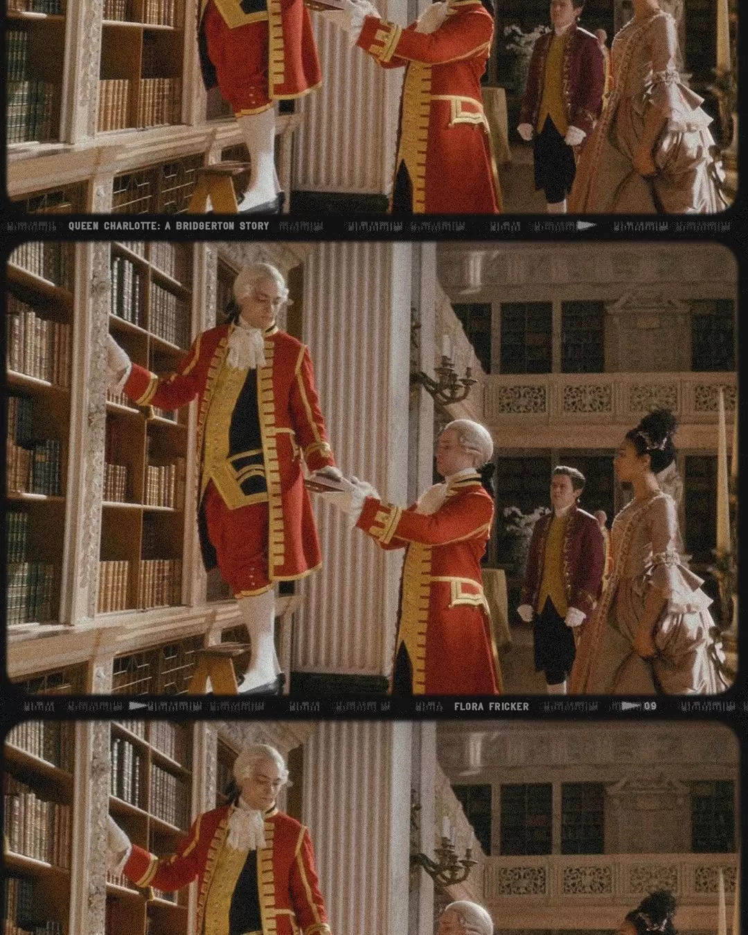 Still of the Elements of Astronomy book being taken down from the shelves in Bridgerton