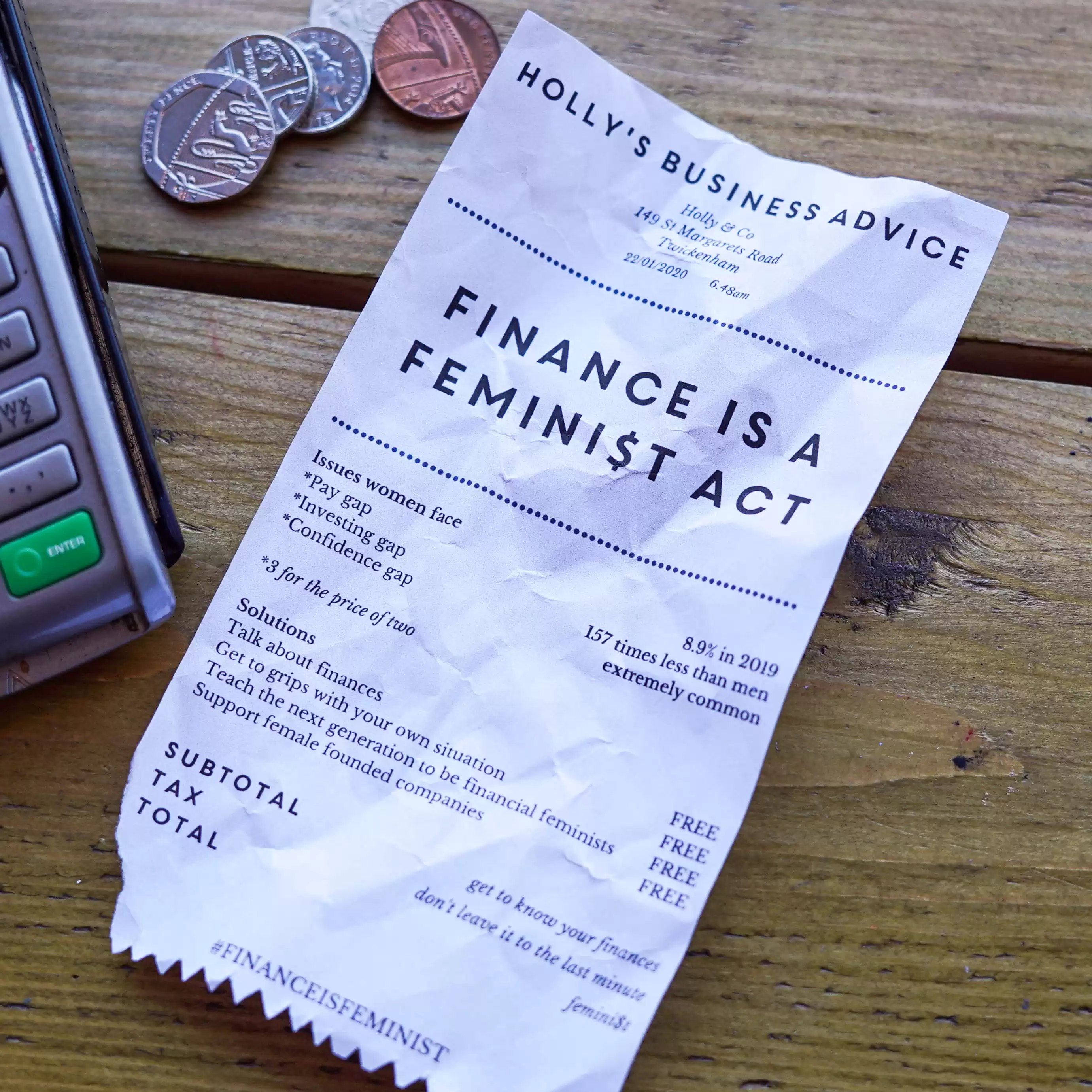 Finance is a feminist act receipt bill