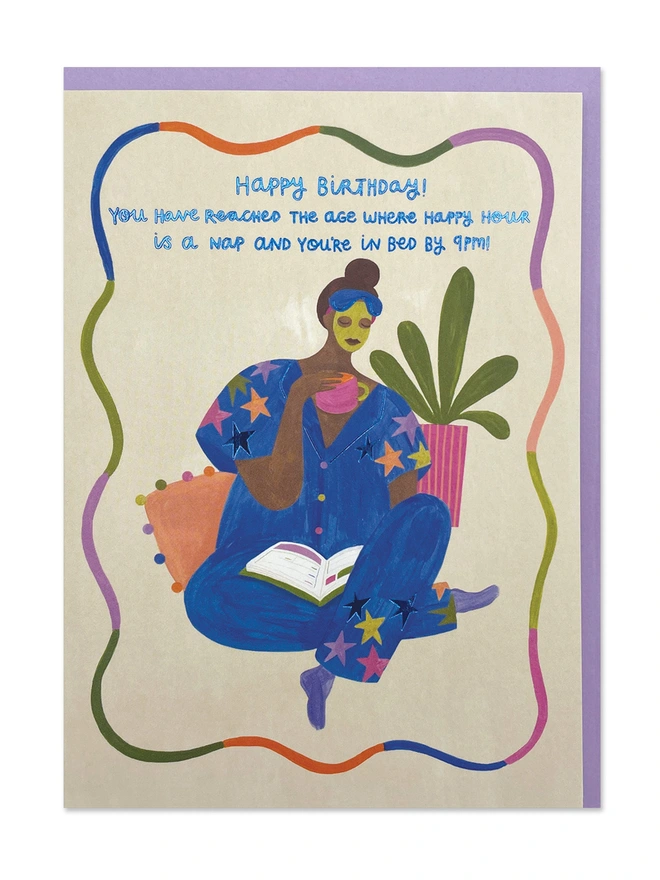 Colourful And Funny Birthday Card Early Night | Raspberry Blossom