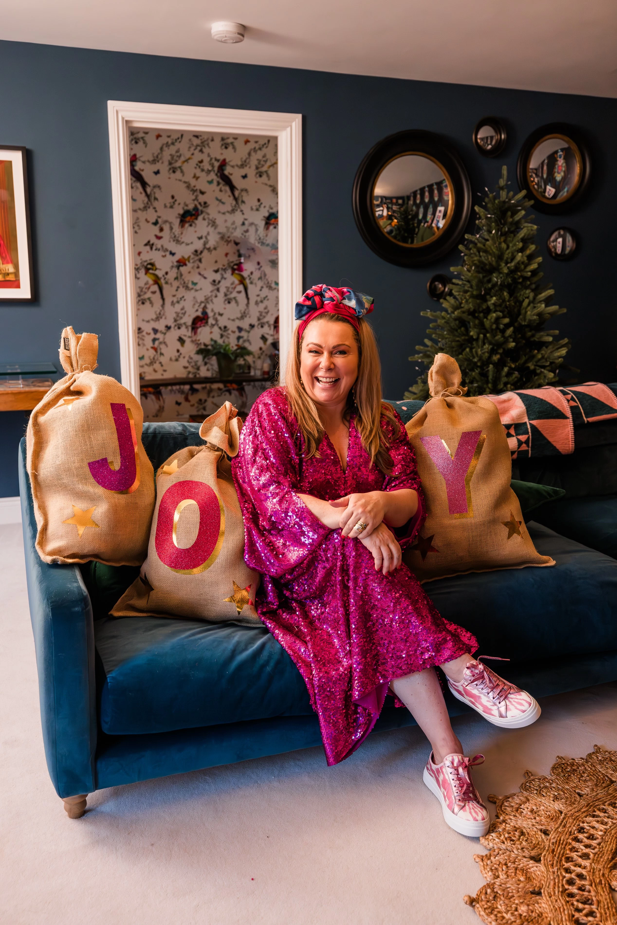 Holly with the joy glitter Christmas stockings