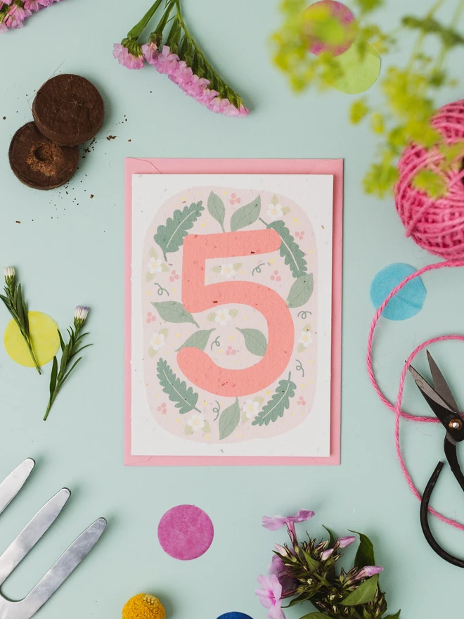 Plantable 5th Birthday Card