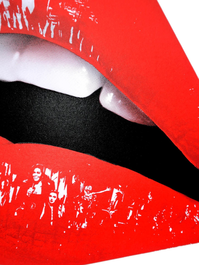 feminist red lip screen print