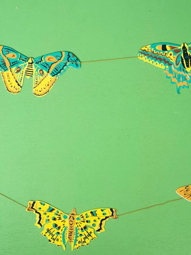 moth screen print halloween garland decoration