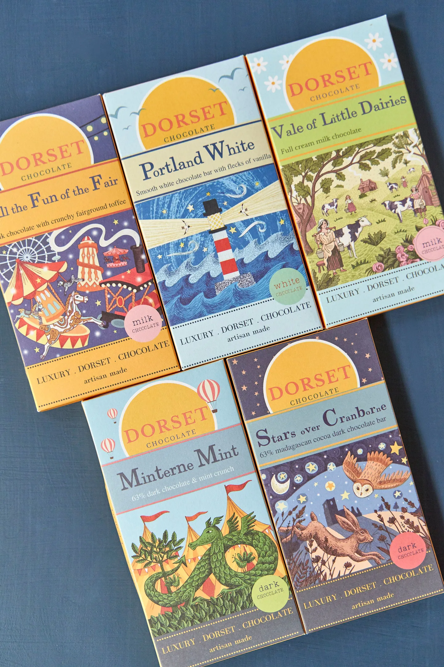 selection of 5 dorset chocolates chocolate bars