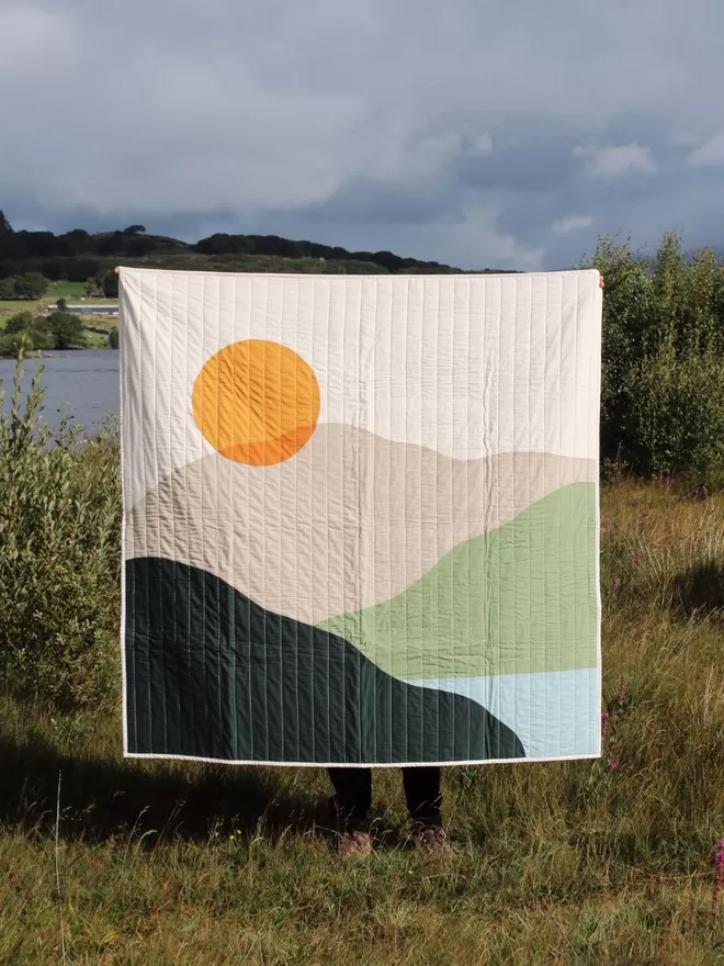 Wild Quilt in Mountain Lake Landscape Square