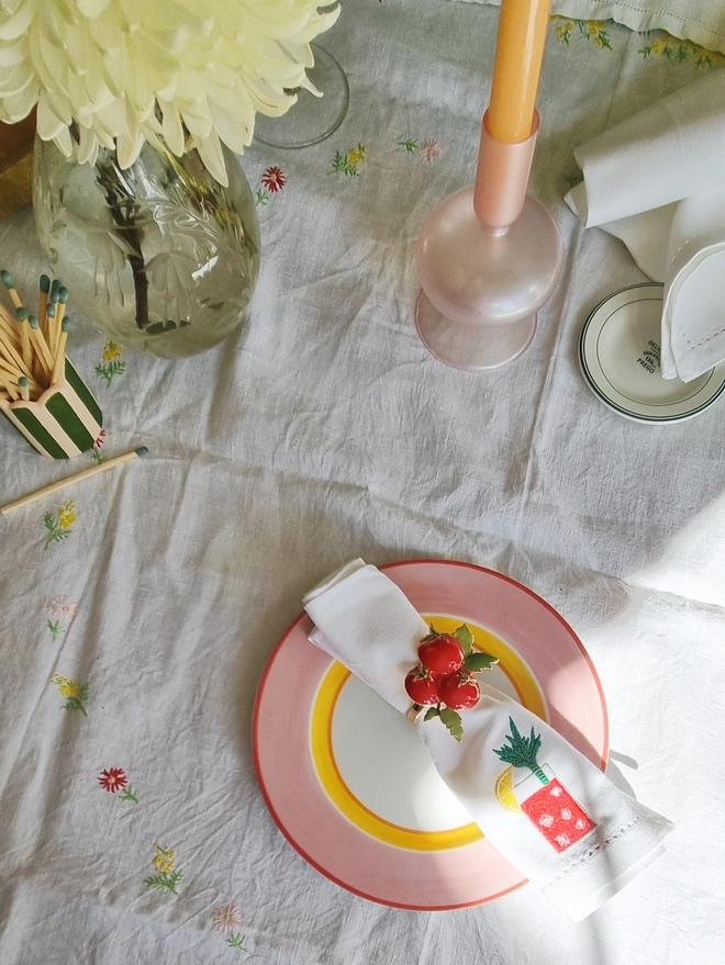 A bloody mary napkin on a table