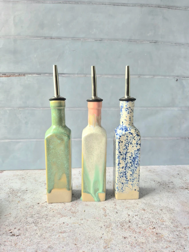 ceramic olive oil pourer bottle, pouring bottle, pottery bottle, kitchen gift, home gift, gift for chefs, gift for foodies, Jenny Hopps Pottery