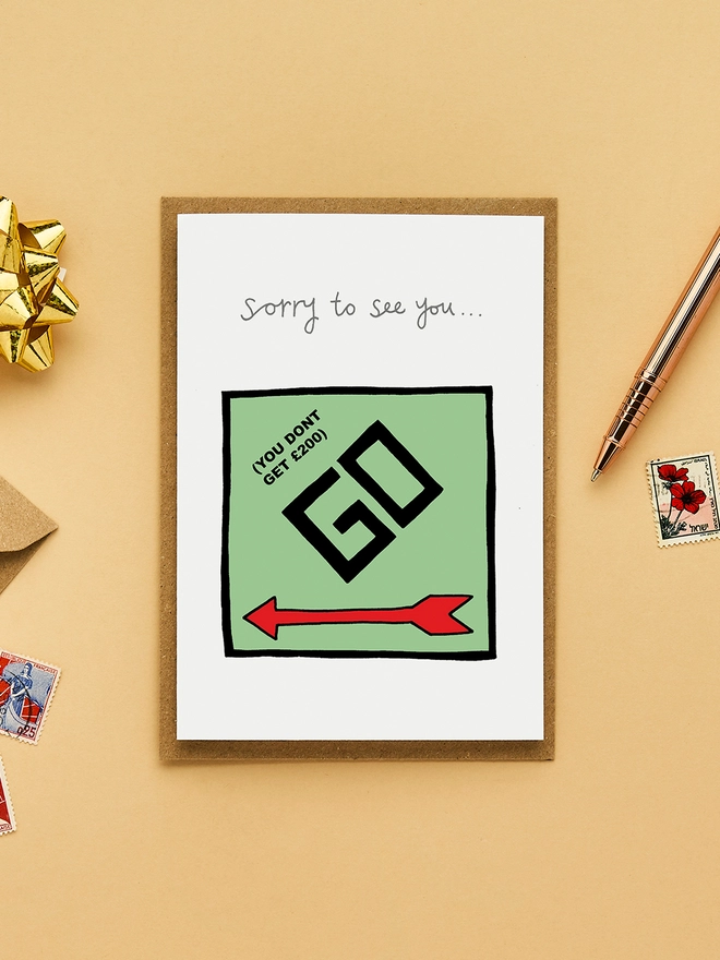 Funny Leaving Card Featuring a Monopoly Square