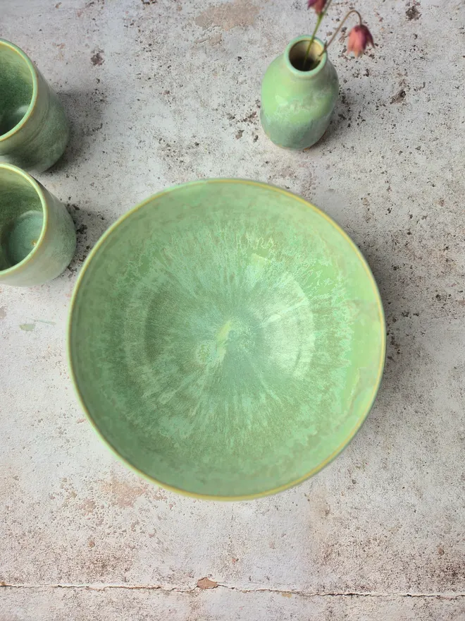 ceramic serving bowl, pottery serving bowl, Jenny Hopps Pottery, aQUA TURQUOISE, GREEN, Gift, 