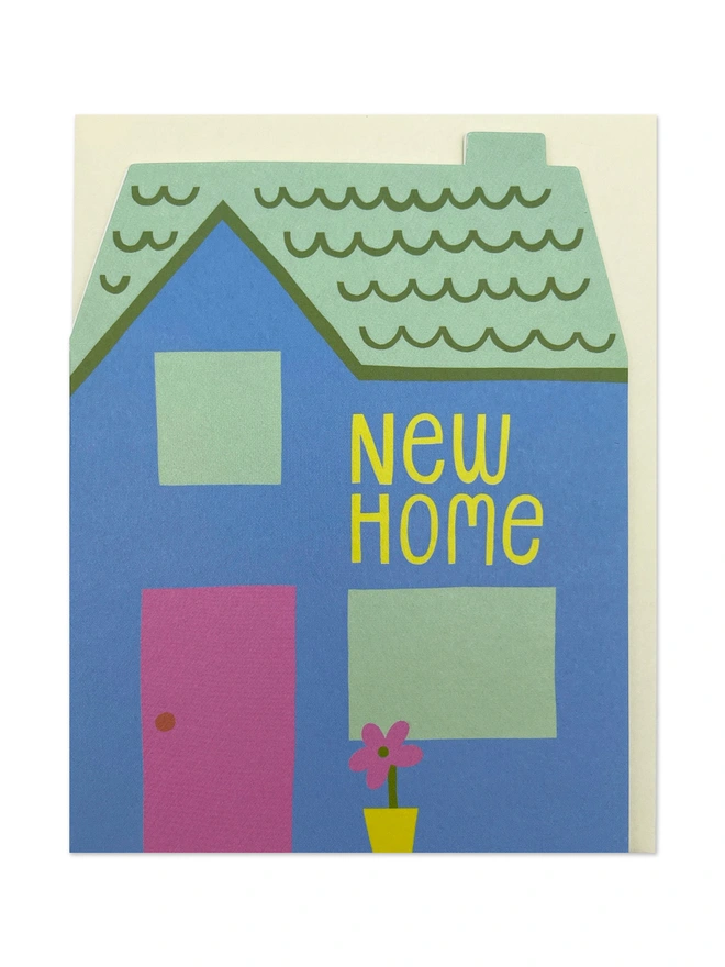 Cute House Shaped Mini ’New Home’ Greeting Card | Raspberry Blossom