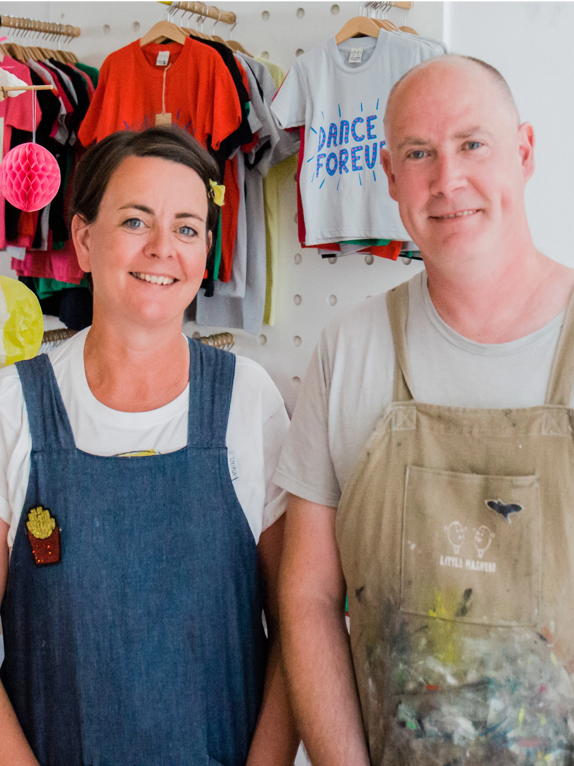 Little mashers Clare and Andrew in their shop / studio