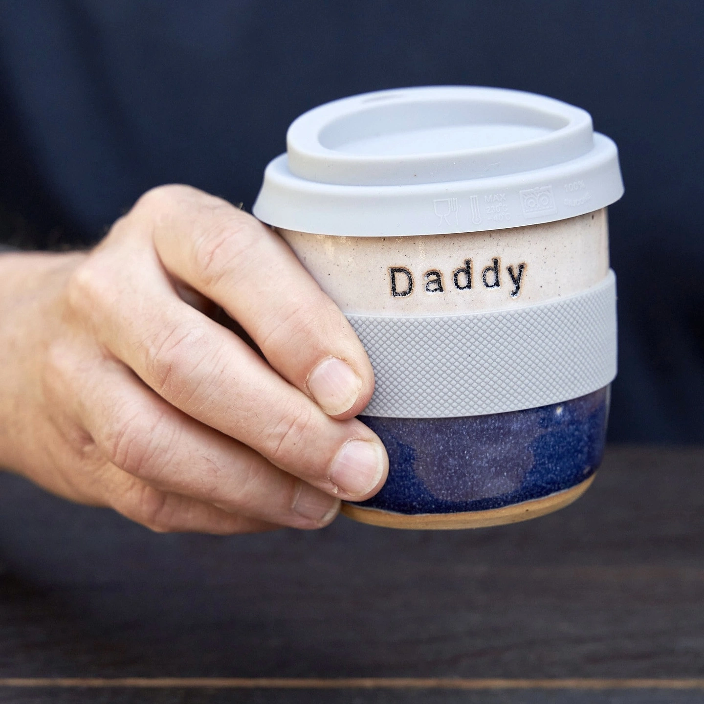 Daddy ceramic blue travel mug